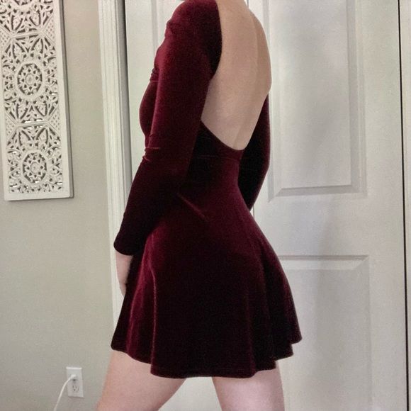 American Apparel Red Velvet Open Back Mini Dress XS - Picture 4 of 6